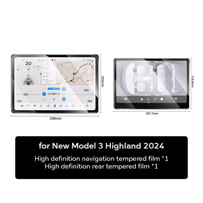 Premium Tempered Glass Screen Protector for Tesla Model Y & Model 3 - Front & Rear Protection for 2025 & 2024 Models