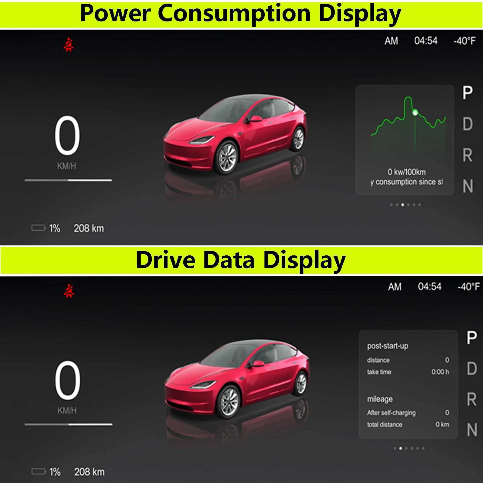 8.9" HUD for Tesla Model Y & Model 3 - Enhanced Carplay & Energy Consumption Monitoring for 2025 Juniper & Highland