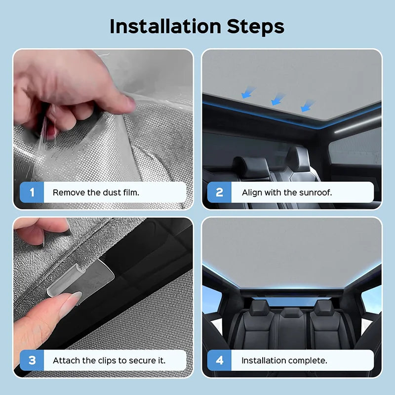 Roof Sunshade for Tesla Cybertruck 2024 Heat Insulation Glass Roof Ice Crystal Sunshade UV Protection Cybertruck Car Accessories