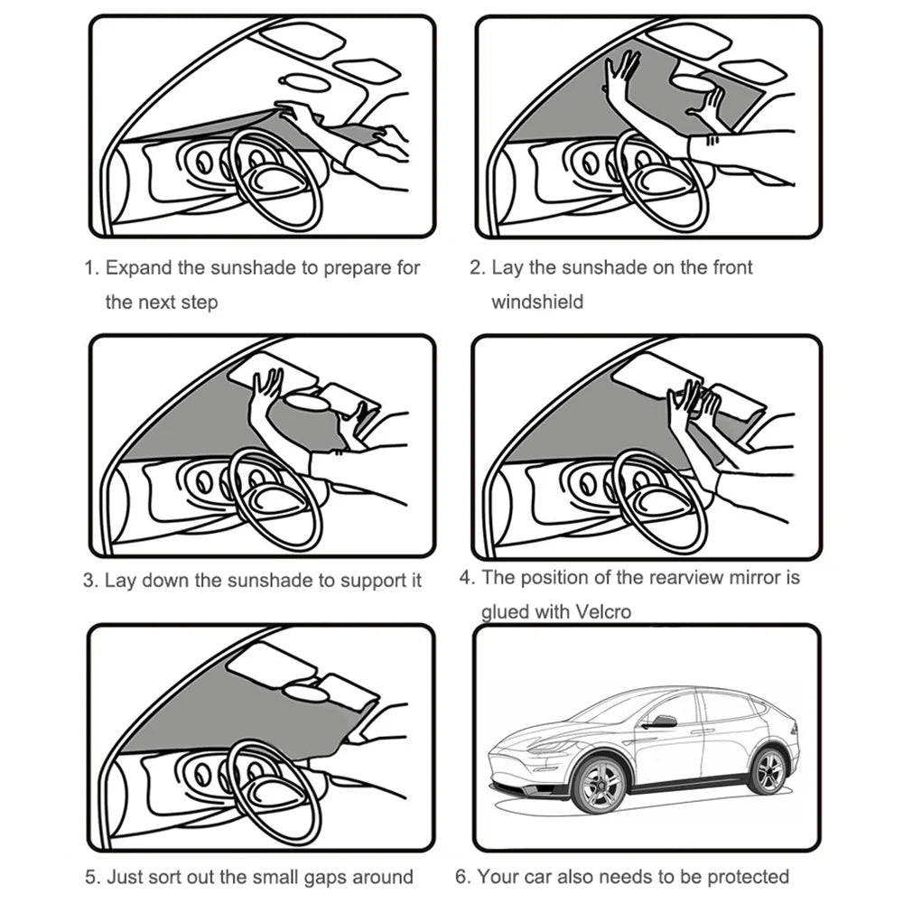 Premium Car Sun Shade for Tesla Model 3 & Y (2017-2025) - Ultimate Windshield & Side Window Privacy Protector for Kids