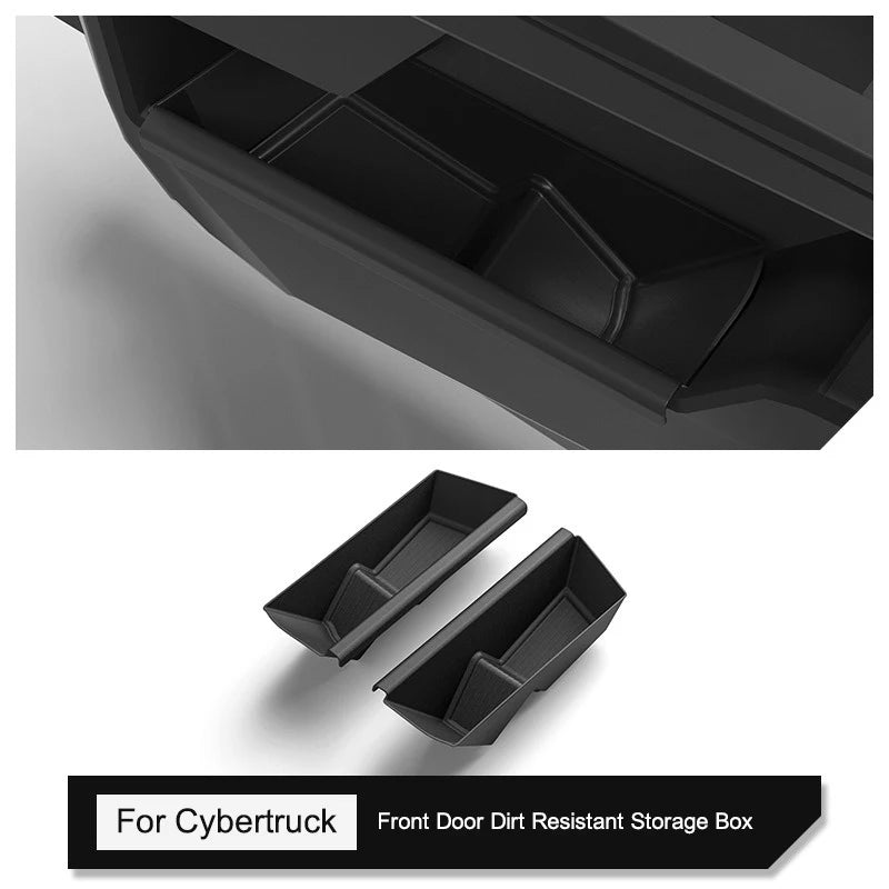 For Tesla Cybertruck 2024 Door Storage Box Cyber Truck Organized TPE Front Door Slot Dirt Resistant Storage Box Accessories