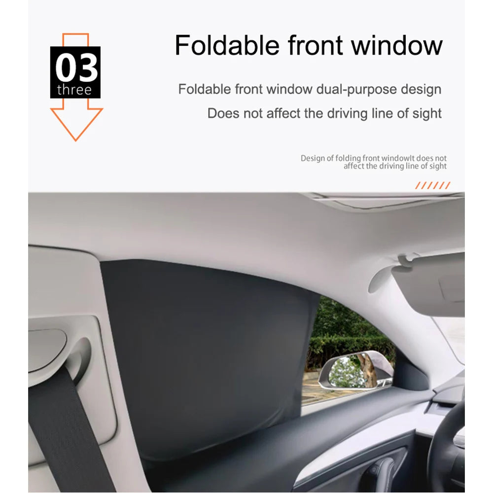 Premium Car Sun Shade for Tesla Model 3 & Y (2017-2025) - Ultimate Windshield & Side Window Privacy Protector for Kids