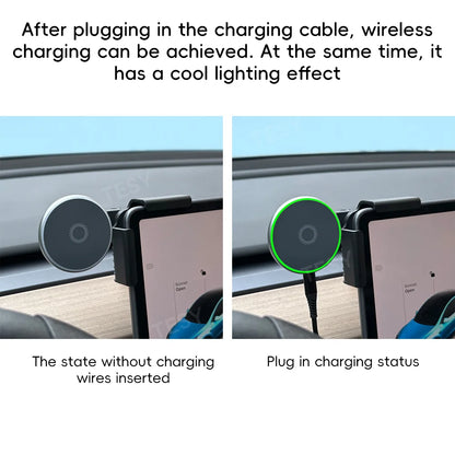 For Tesla Model Y Launch 2025 Model 3 HIGHLAND 2024 Cybertruck BYD Car Phone Mount Holder 15W Magnetic Magsafe Wireless Charger